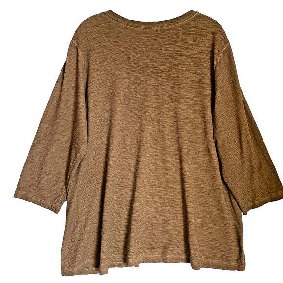 LOGO by Lori Goldstein Top 1X V Neck 3/4 Sleeve Relaxed Pockets Minimalist - Picture 10 of 10